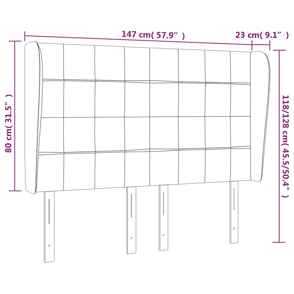 Testiera ad Orecchio Rosa 147x23x118/128 cm in Velluto 3118009