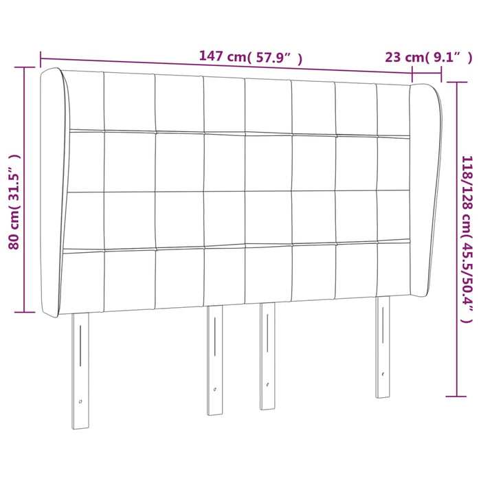 Testiera ad Orecchio Rosa 147x23x118/128 cm in Velluto 3118009