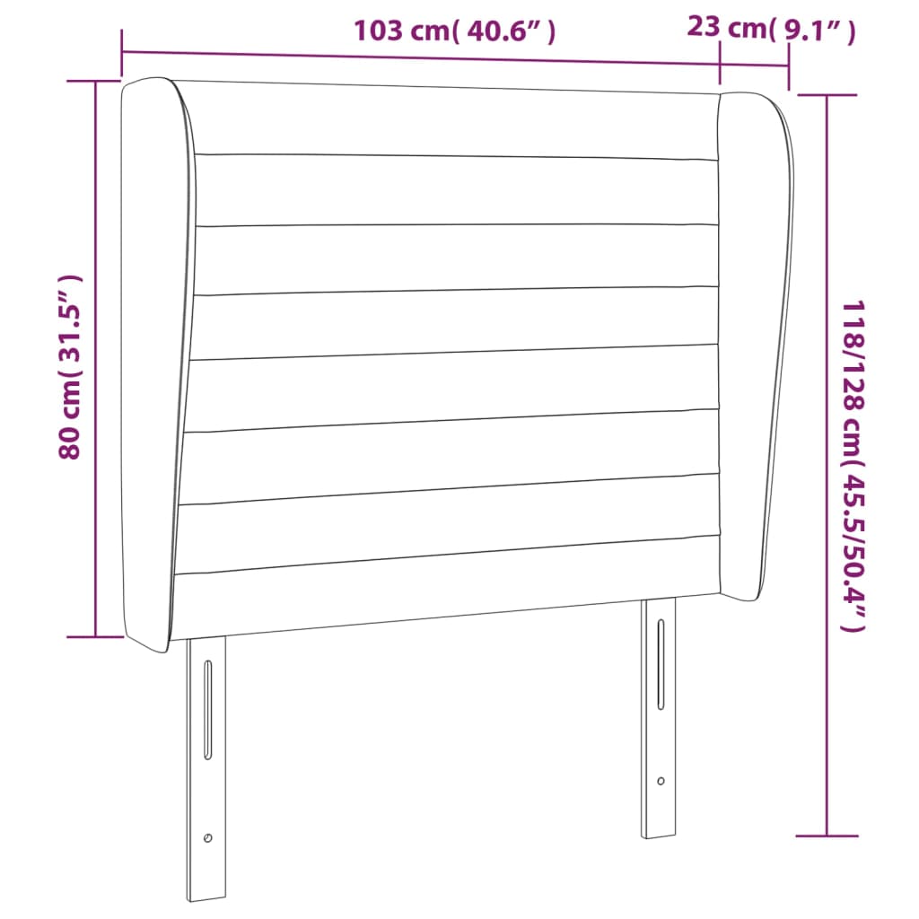 Testiera ad Orecchio Nera 103x23x118/128 cm in Velluto cod mxl 52367