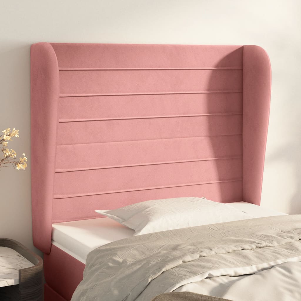 Testiera ad Orecchio Rosa 103x23x118/128 cm in Velluto 3118143