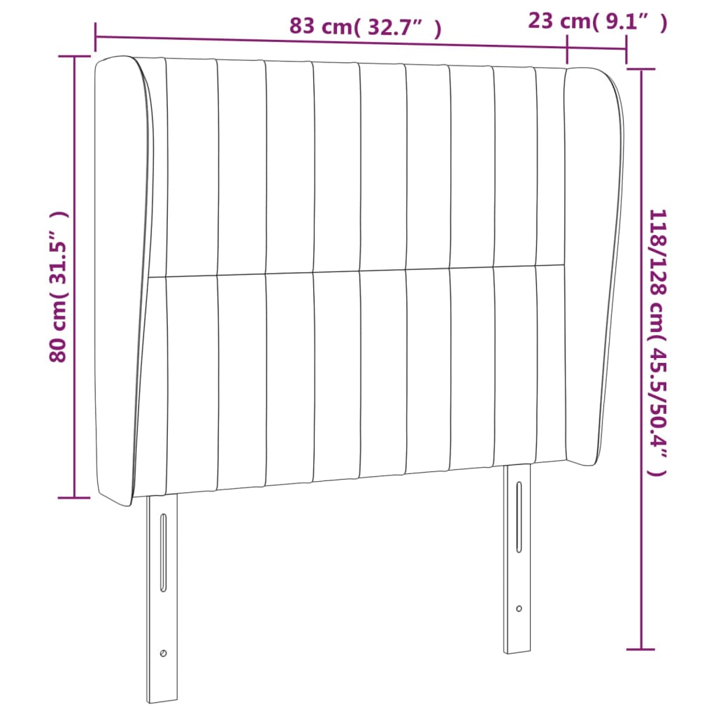 Testiera ad Orecchio Rosa 83x23x118/128 cm in Velluto cod mxl 48358