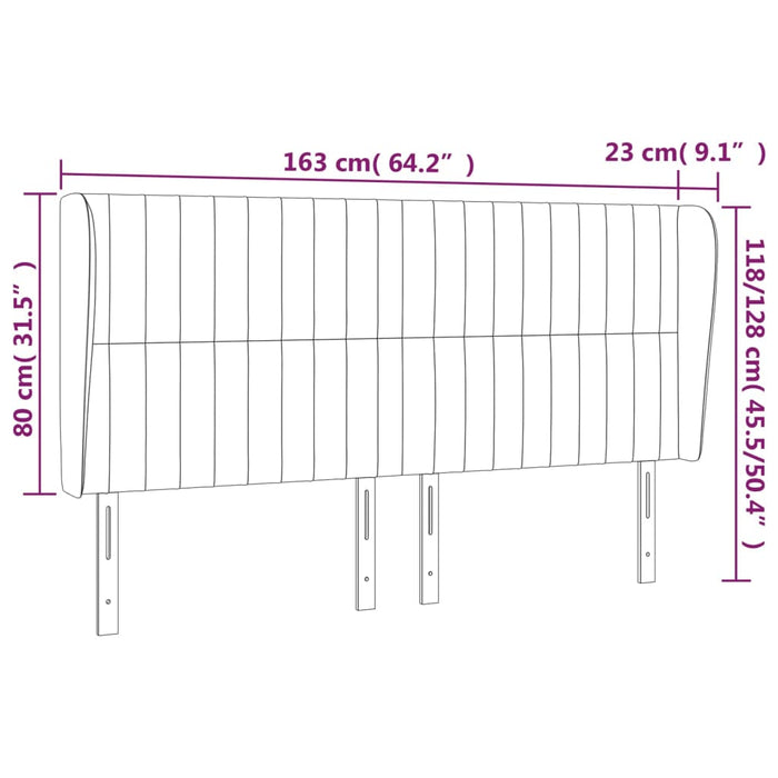 Testiera ad Orecchio Grigio Chiaro 163x23x118/128 cm in Velluto 3118248