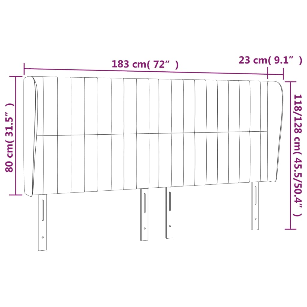 Testiera ad Orecchio Rosa 183x23x118/128 cm in Velluto 3118259