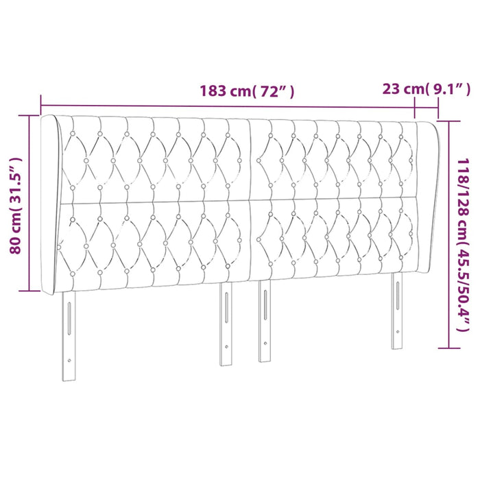 Testiera ad Orecchio Tortora 183x23x118/128 cm in Tessuto 3118310