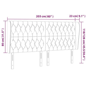 Testiera ad Orecchio Marrone Scuro 203x23x118/128 cm in Tessuto 3118317