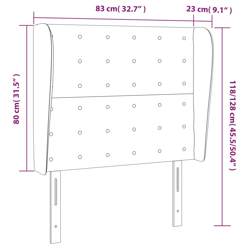 Testiera ad Orecchio Tortora 83x23x118/128 cm in Tessuto 3118368