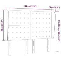 Testiera ad Orecchio Nera 147 x 23 x 118/128 cm in Tessuto 3118390