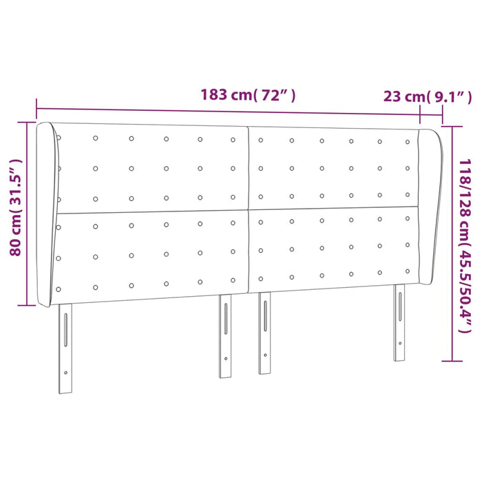 Testiera ad Orecchio Tortora 183x23x118/128 cm in Tessuto 3118408