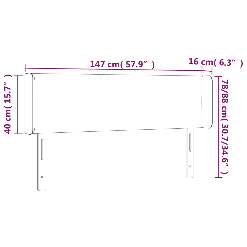 Testiera ad Orecchio Tortora 147x16x78/88 cm in Tessuto 3118490