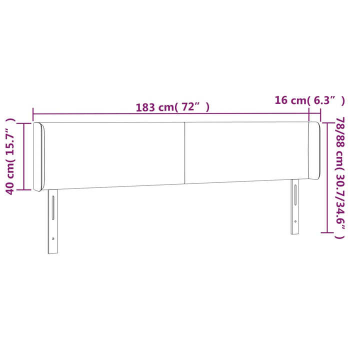 Testiera ad Orecchio Grigio Scuro 183x16x78/88 cm in Tessuto cod mxl 53295