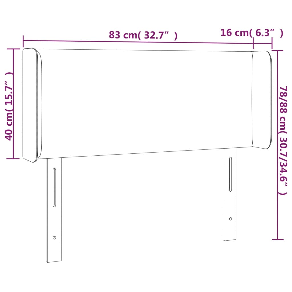 Testiera ad Orecchio Grigio Scuro 83x16x78/88 cm in Velluto cod mxl 50559