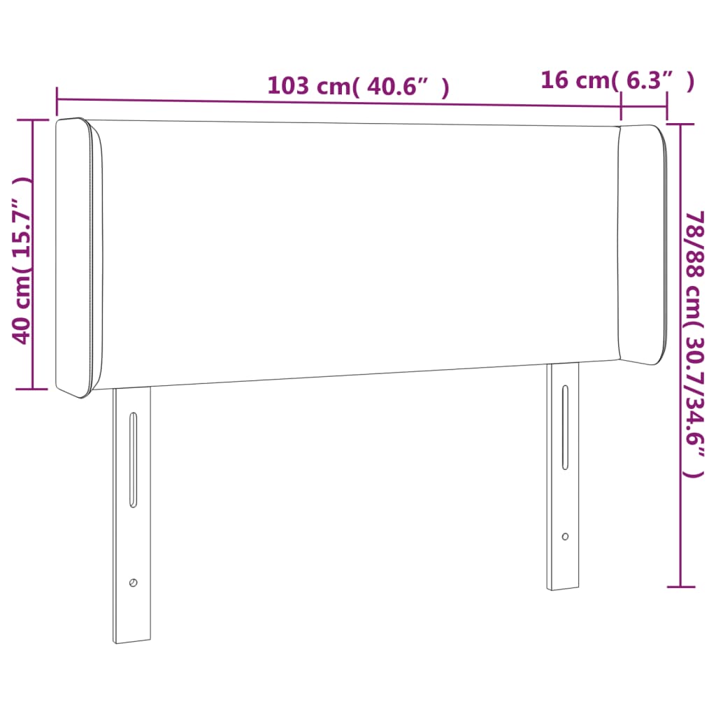 Testiera ad Orecchio Grigio Scuro 103x16x78/88 cm in Velluto cod mxl 51746