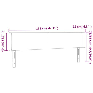 Testiera ad Orecchio Grigio Chiaro 163x16x78/88 cm in Velluto