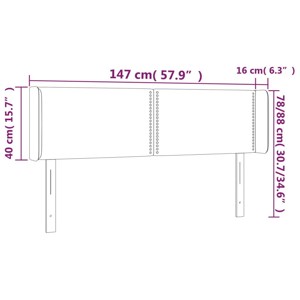 Testiera ad Orecchio Bianca 147x16x78/88 cm in Similpelle