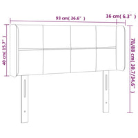 Testiera ad Orecchio Nera 93x16x78/88 cm in Tessuto