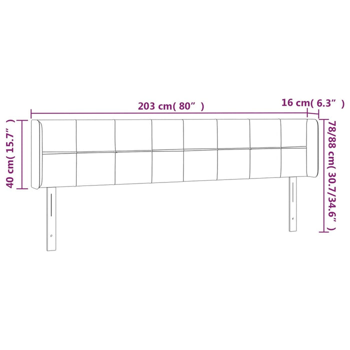 Testiera ad Orecchio Grigio Scuro 203x16x78/88 cm in Tessuto 3118791