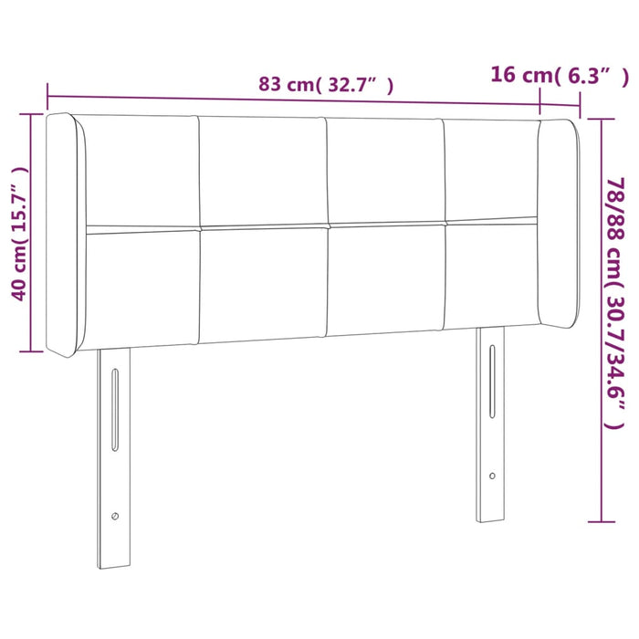 Testiera ad Orecchio Nera 83x16x78/88 cm in Velluto cod mxl 47087