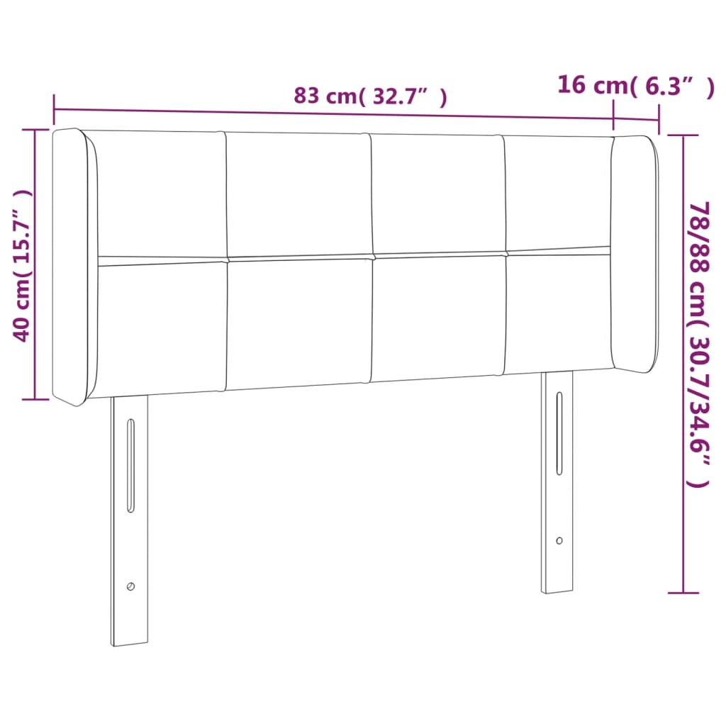 Testiera ad Orecchio Rosa 83x16x78/88 cm in Velluto 3118803