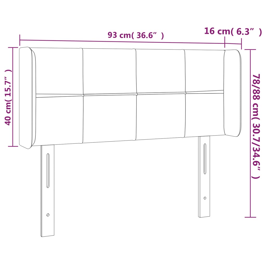 Testiera ad Orecchio Nera 93x16x78/88 cm in Velluto cod mxl 52222