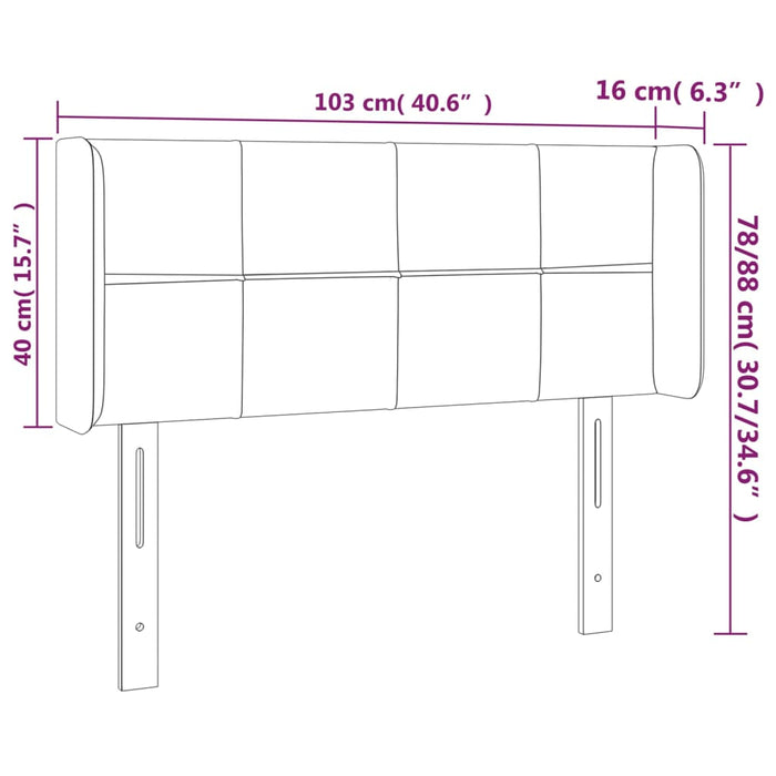 Testiera ad Orecchio Nera 103x16x78/88 cm in Velluto 3118812