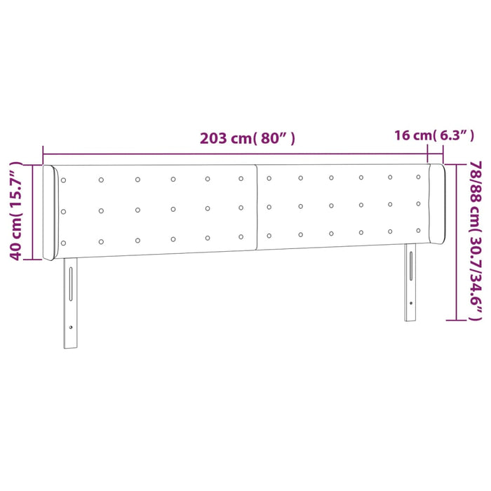 Testiera ad Orecchio Cappuccino 203x16x78/88 cm in Similpelle 3118881