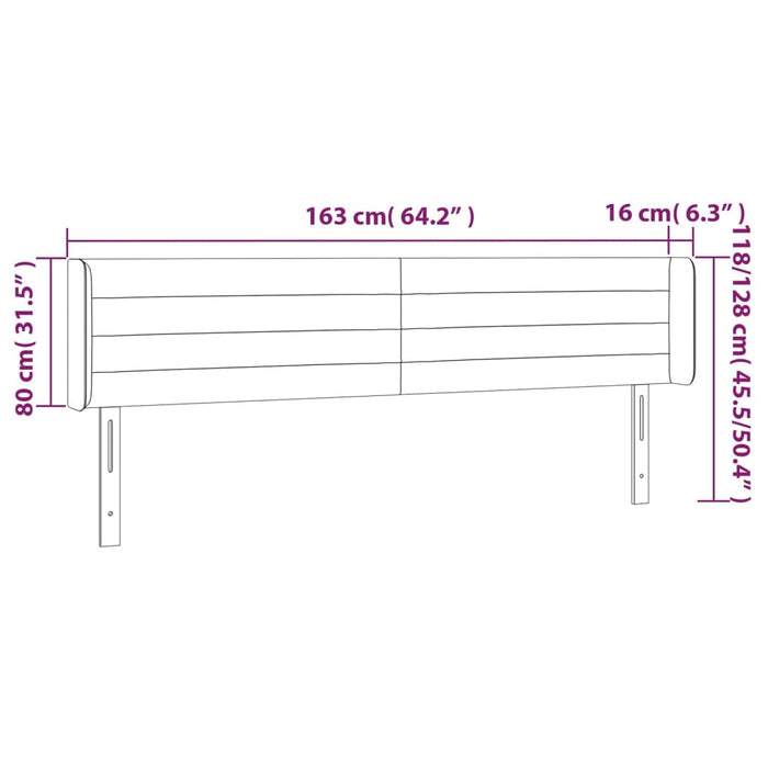 Testiera ad Orecchio Tortora 163x16x78/88 cm in Tessuto 3118918