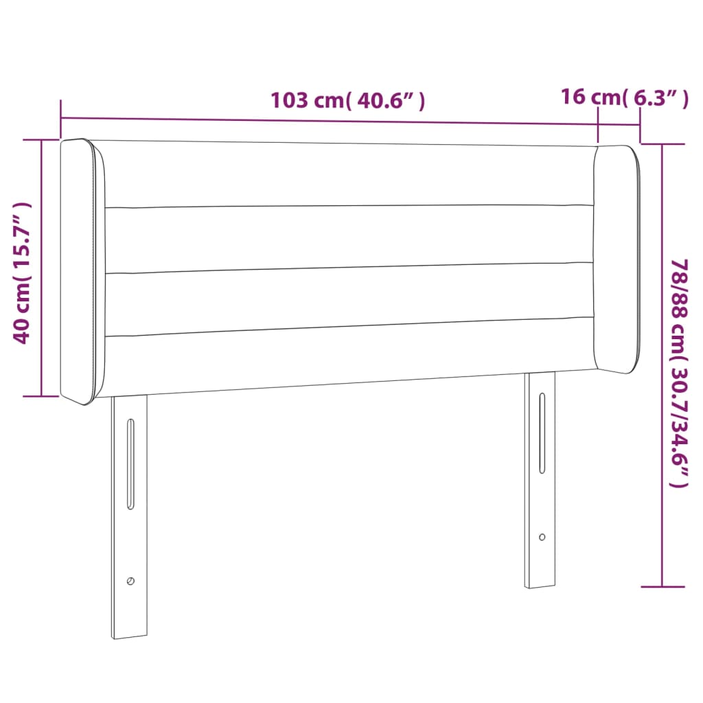 Testiera ad Orecchio Rosa 103x16x78/88 cm in Velluto cod mxl 46517