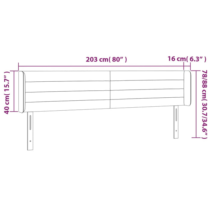 Testiera ad Orecchio Rosa 203x16x78/88 cm in Velluto cod mxl 52209