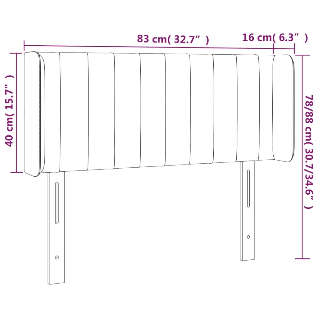 Testiera ad Orecchio Rosa 83x16x78/88 cm in Velluto cod mxl 47202