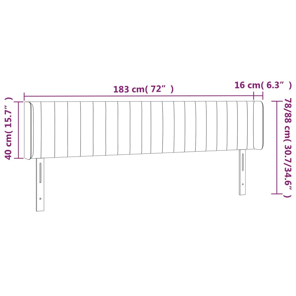 Testiera ad Orecchio Grigio Chiaro 183x16x78/88 cm in Velluto 3119066