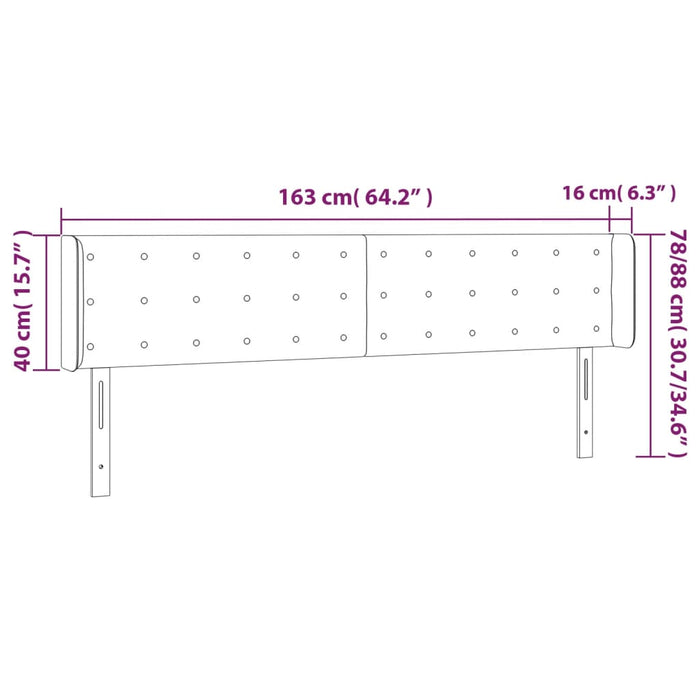 Testiera ad Orecchio Grigio Chiaro 163x16x78/88 cm in Tessuto 3119208