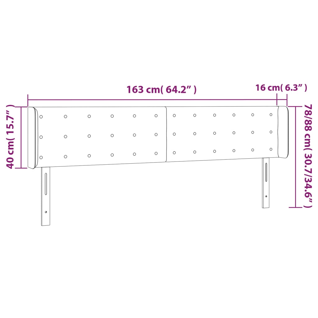 Testiera ad Orecchio Blu 163x16x78/88cm in Tessuto 3119214