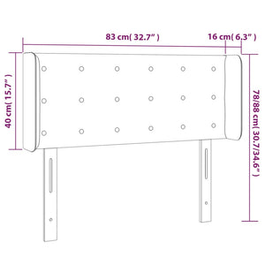 Testiera ad Orecchio Nera 83x16x78/88 cm in Velluto 3119234