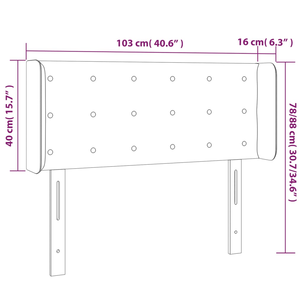 Testiera ad Orecchio Rosa 103x16x78/88 cm in Velluto cod mxl 51867