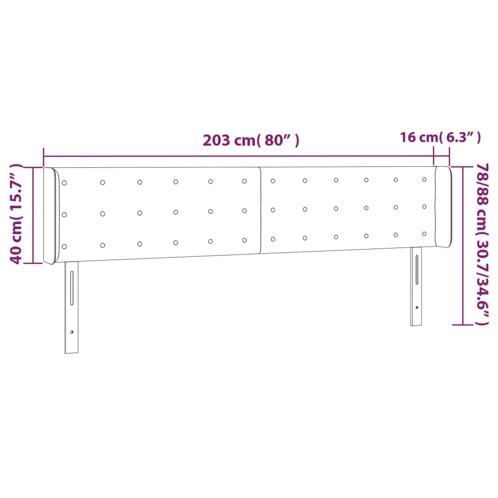 Testiera ad Orecchio Rosa 203x16x78/88 cm in Velluto 3119273