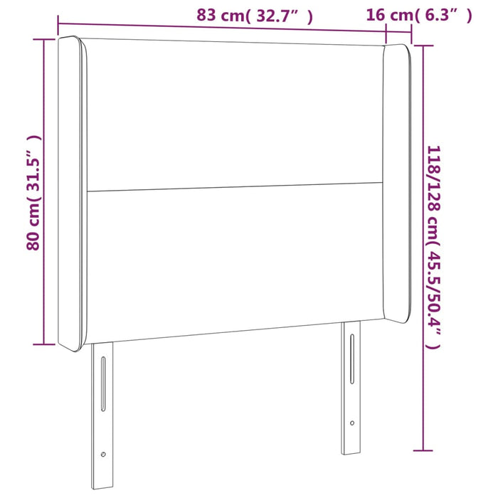 Testiera ad Orecchio Grigio Scuro 83x16x118/128 cm in Tessuto 3119275