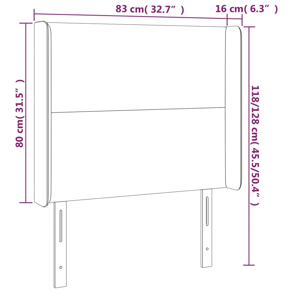 Testiera ad Orecchio Nera 83x16x118/128 cm in Velluto cod mxl 48225