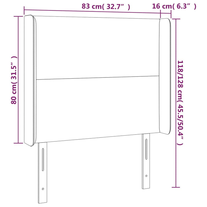 Testiera ad Orecchio Nera 83x16x118/128 cm in Velluto cod mxl 48225