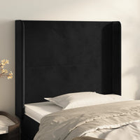 Testiera ad Orecchio Nera 83x16x118/128 cm in Velluto cod mxl 48225