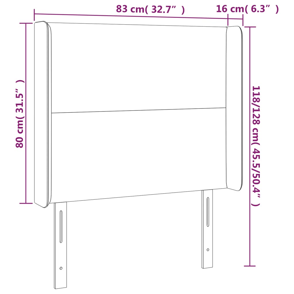 Testiera ad Orecchio Blu Scuro 83x16x118/128 cm in Velluto 3119334