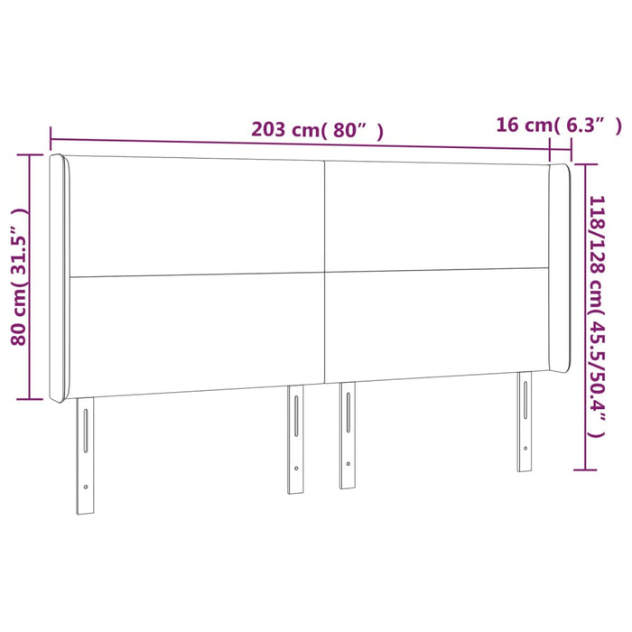 Testiera ad Orecchio Rosa 203x16x118/128 cm in Velluto cod mxl 46577