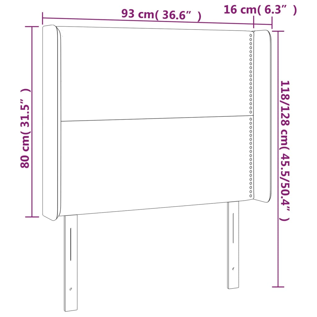 Testiera ad Orecchio Grigio Scuro 93x16x118/128 cm in Tessuto cod mxl 47051