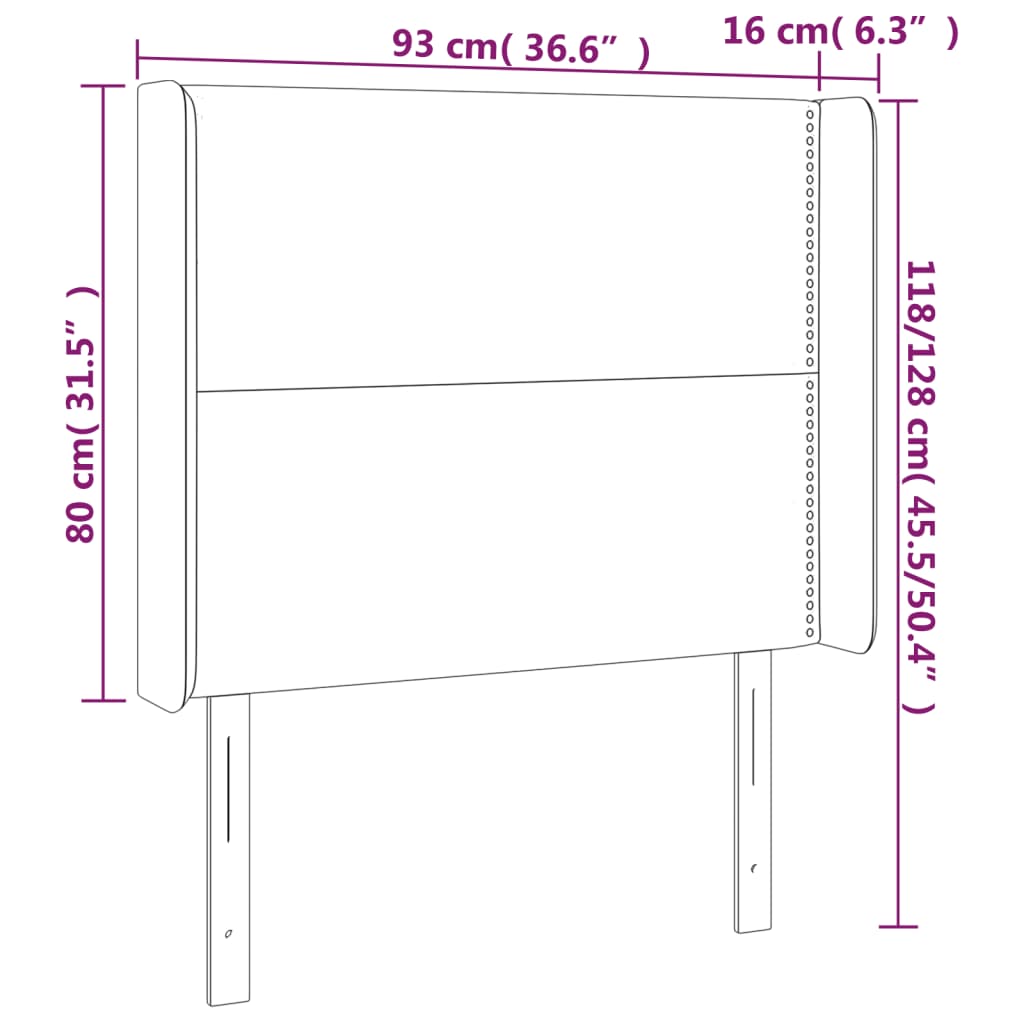 Testiera ad Orecchio Crema 93x16x118/128 cm in Tessuto 3119427