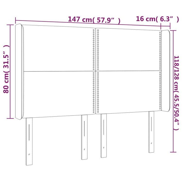 Testiera ad Orecchio MarroneScuro147x16x118/128cm inTessuto