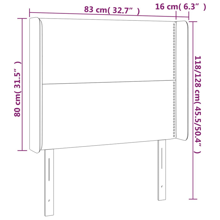 Testiera ad Orecchio Grigio Scuro 83x16x118/128 cm in Velluto 3119471