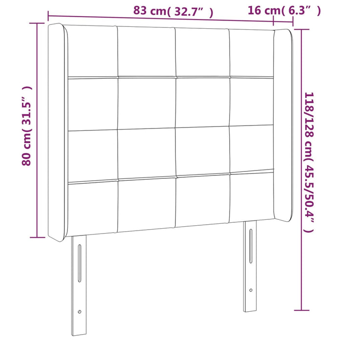 Testiera ad Orecchio Grigio Scuro 83x16x118/128 cm in Tessuto 3119555