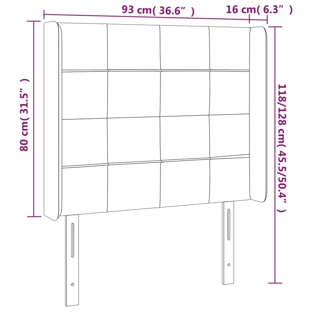 Testiera ad Orecchio Grigio Chiaro 93x16x118/128 cm in Tessuto 3119562