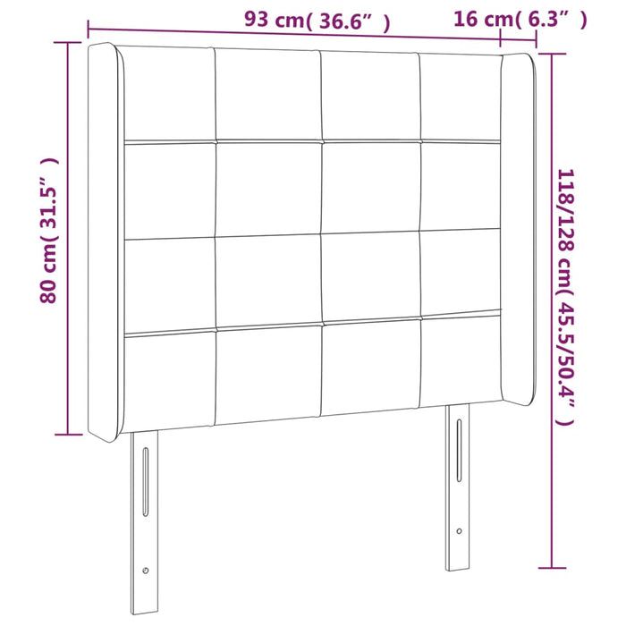 Testiera ad Orecchio Grigio Chiaro 93x16x118/128 cm in Tessuto 3119562