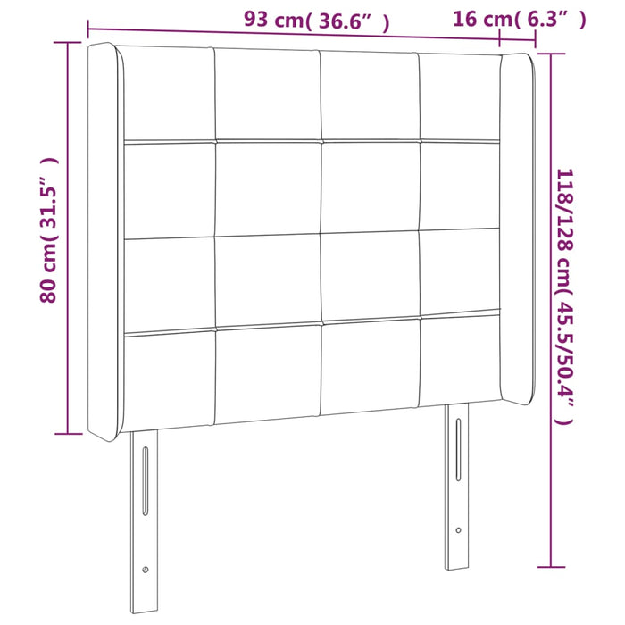 Testiera ad Orecchio Grigio Scuro 93x16x118/128 cm in Tessuto 3119563