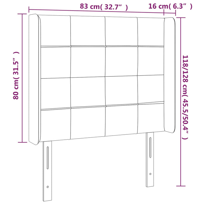 Testiera ad Orecchio Blu Scuro 83x16x118/128 cm in Velluto 3119614